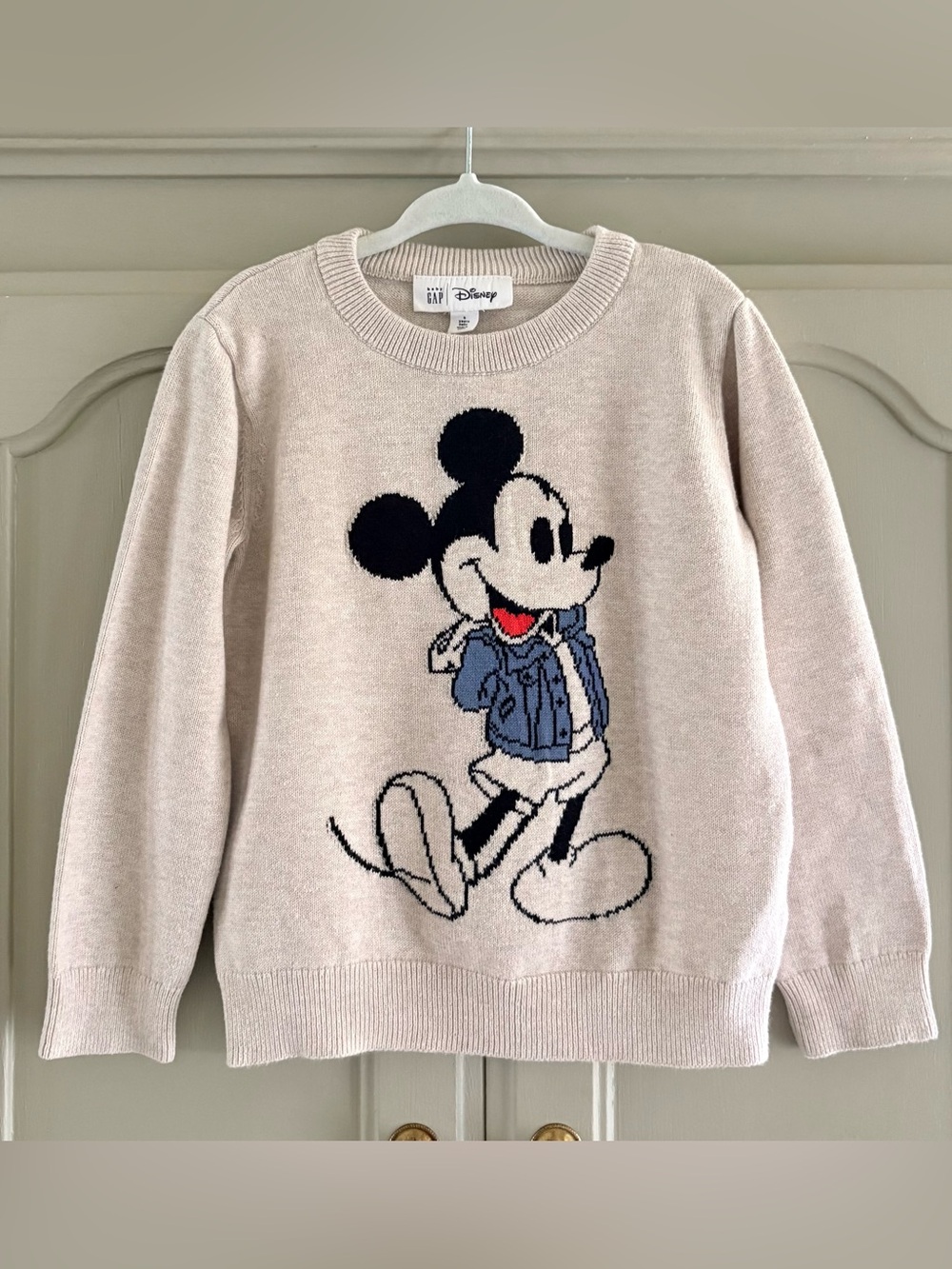 Baby GAP x Disney Mickey Mouse Intarsia Cotton Sweater | Oatmeal  | Size 5 yr
